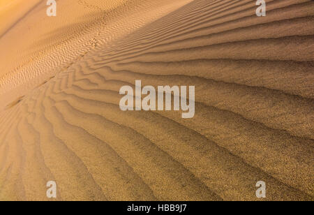Close up of the stunning sand dunes in the Natural Reserve of Dunes of Maspaloma in Gran Canaria Stock Photo