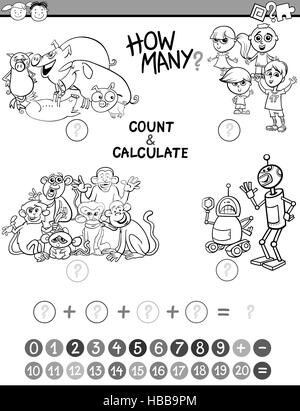 counting kids coloring page Stock Photo - Alamy