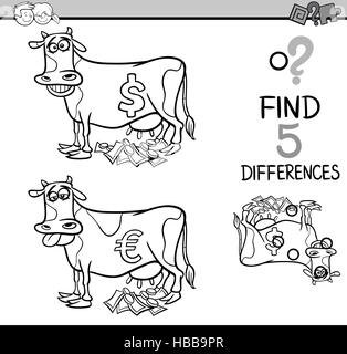 differences activity coloring page Stock Photo