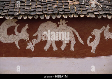 Inde - Rajasthan - Village des environs de Tonk - Peinture murale Stock Photo