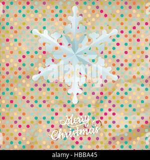 Christmas polka dot card with snowflake. EPS 10 Stock Vector