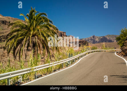 Winding road through the stunning mountain and volcanic landscape of Gran Canaria, Spain Stock Photo