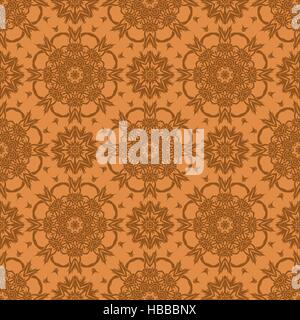 Orange Ornamental Seamless Line Pattern. Endless Texture. Oriental Geometric Ornament Stock Vector