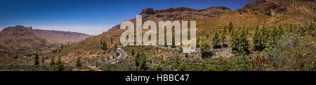 Winding road through the stunning mountain and volcanic landscape of Gran Canaria, Spain Stock Photo