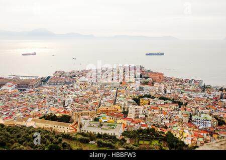 Naples, Italy - city panoramic view from Sant'Elmo Castle Stock Photo