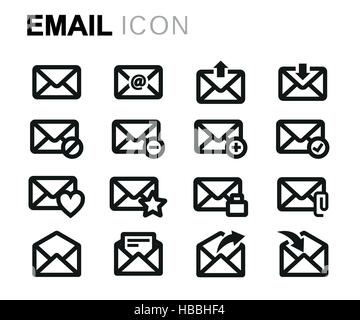 Vector line email icons set Stock Vector