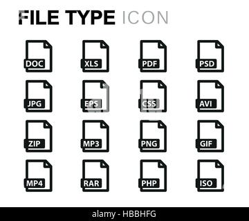 Vector line file type icons set Stock Vector