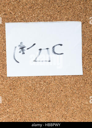 The series of Japanese emoticons called Kaomoji on the cork board, crying Stock Photo