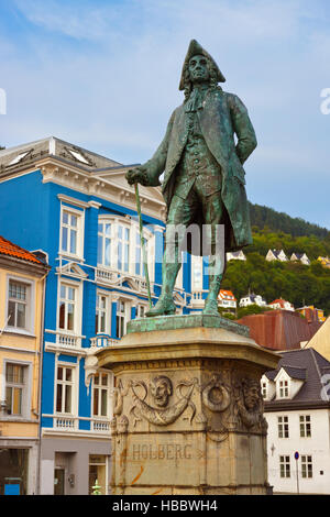 Statue of Ludvig Holberg in Bergen - Norway Stock Photo