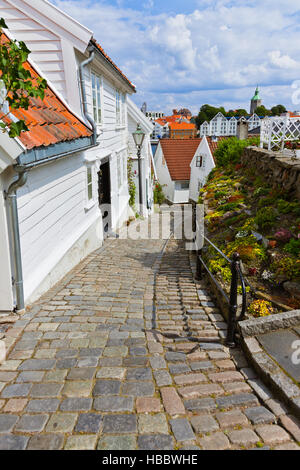 Street in old centre of Stavanger - Norway Stock Photo