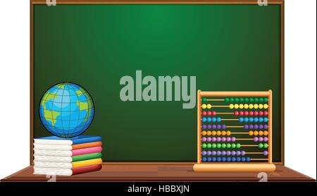 Blackboard and other school items illustration Stock Vector