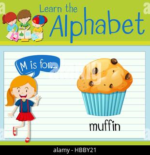 Flashcard letter M is for muffin illustration Stock Vector