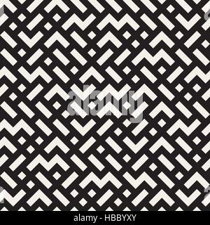 Irregular Mazy Line. Abstract Geometric Background Design. Vector Seamless Black and White Pattern. Stock Vector