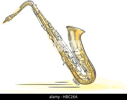 Sax Drawn Watercolor Stock Vector