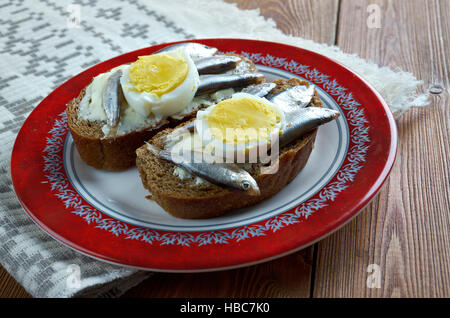 Estonian sandwich with  anchovies Stock Photo