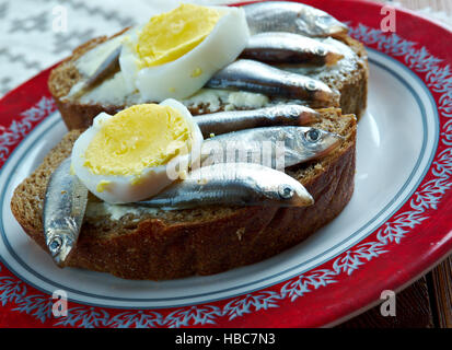 Estonian sandwich with  anchovies Stock Photo