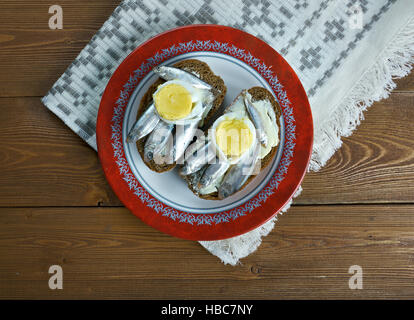 Estonian sandwich with  anchovies Stock Photo