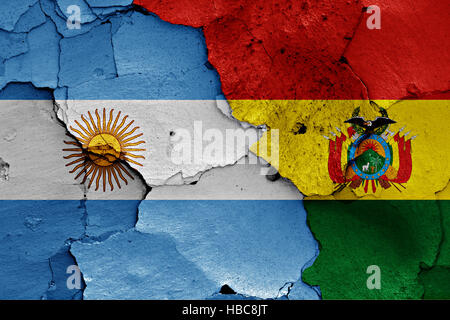 Flags of Argentina and Bolivia painted on cracked wall Stock Photo - Alamy
