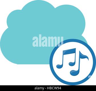 Music note and cloud computing icon. Storage technology and virtual theme. Isolated design. Vector illustration Stock Vector