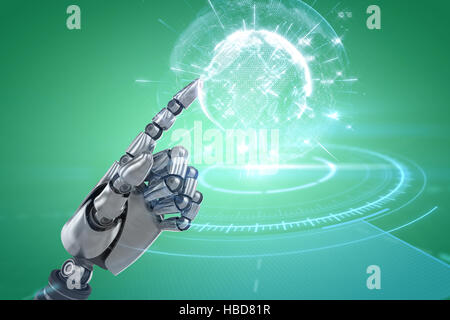 Composite image of robotic arm gesturing on white background Stock Photo