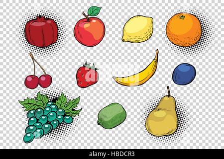 set of fruits and berries Stock Vector