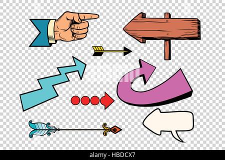 Retro set of arrows on a transparent background Stock Vector