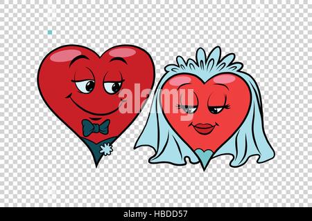 Wedding groom and bride, Valentine heart Stock Vector