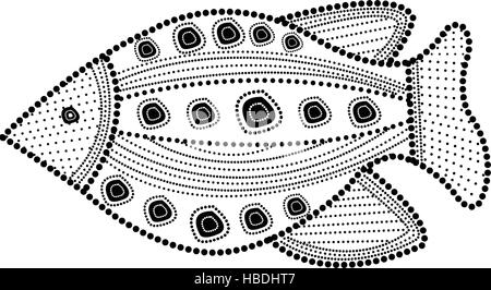 Aboriginal fish dot painting illustration Stock Vector Image & Art - Alamy