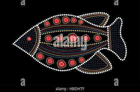 Aboriginal art vector painting with fish Stock Vector Image & Art - Alamy
