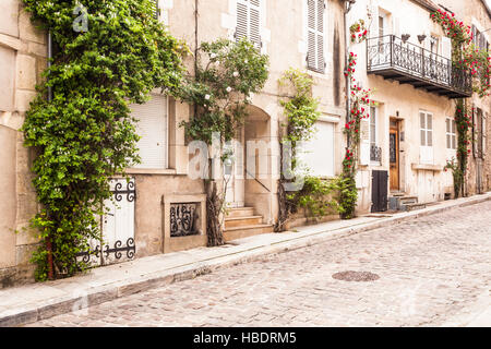 An old street in the town of Avallon, Burgundy, France. Stock Photo