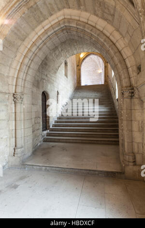 L'escalier d'honneur or Stairs of Honour in the Palais des Papes, Avignon, France. Stock Photo