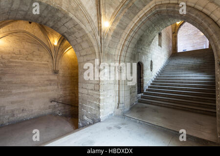 L'escalier d'honneur or Stairs of Honour in the Palais des Papes, Avignon, France. Stock Photo