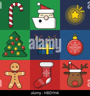 Christmas icon set. Flat design vector illustration. Stock Vector