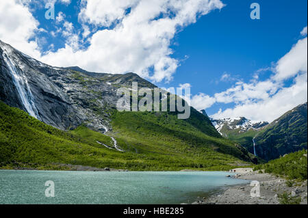 Briksdalsbreen lake landscape Stock Photo