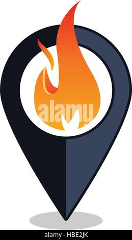 Flame Point - Map Pointer With Fireplace Sign - Fire Alarm Stock Vector