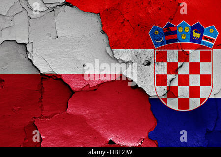 flags of Croatia and Poland painted on cracked wall Stock Photo - Alamy
