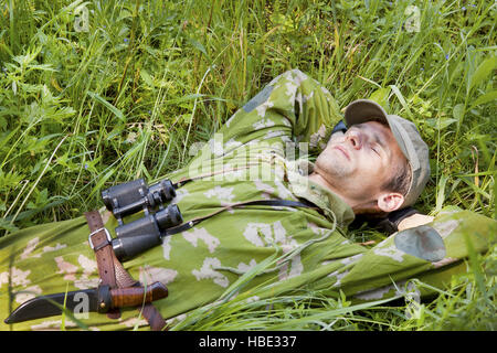 A man dressed in camouflage Stock Photo