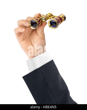 Hand with binoculars Stock Photo