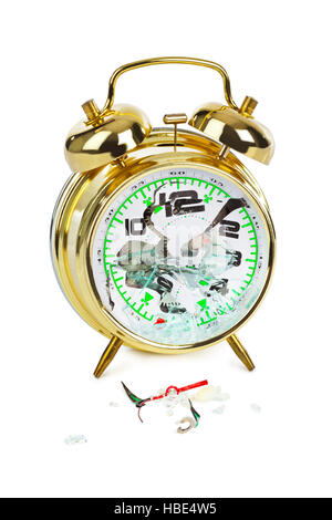 Broken alarm clock Stock Photo