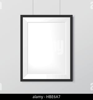 modern blank photo frame hanging on the wall Stock Vector