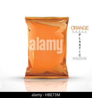 orange snack plastic packaging isolated on white background Stock Vector