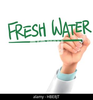 doctor writing fresh water words in the air Stock Vector