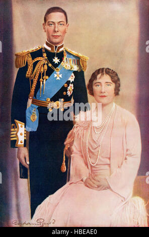 George VI and his wife Queen Elizabeth.  George VI, 1895 – 1952.  King of the United Kingdom and the Dominions of the British Commonwealth. Queen Elizabeth,  Elizabeth Angela Marguerite Bowes-Lyon, 1900 –2002.  From Their Gracious Majesties King George VI and Queen Elizabeth, published 1937. Stock Photo