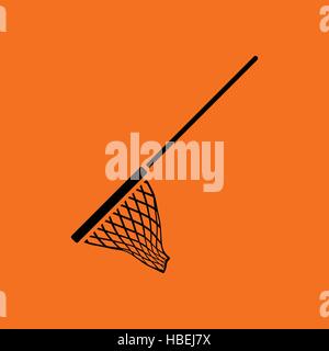 Icon of Fishing net . Orange background with black. Vector illustration. Stock Vector