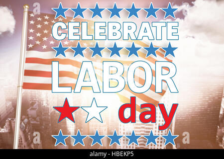 Composite image of celebrate labor day text and stars Stock Photo
