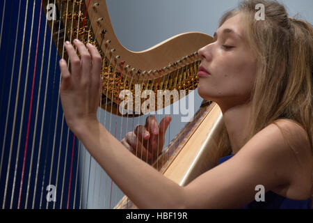 Anna Aleshina takes part in the All-Russia Music Competition in specialty harp in Moscow during auditions Stock Photo