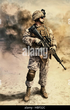 US marine in the desert Stock Photo