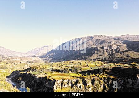 in the morning in Chivay Valley Peru Stock Photo