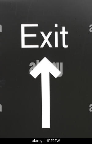 Exit sign on black background Stock Photo