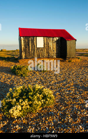 Fishermans hut on the beach at Rye Harbour Stock Photo